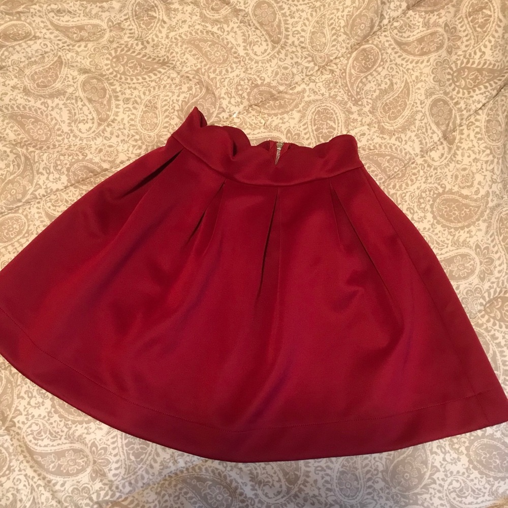 Cherry Red Scalloped Circle Skirt